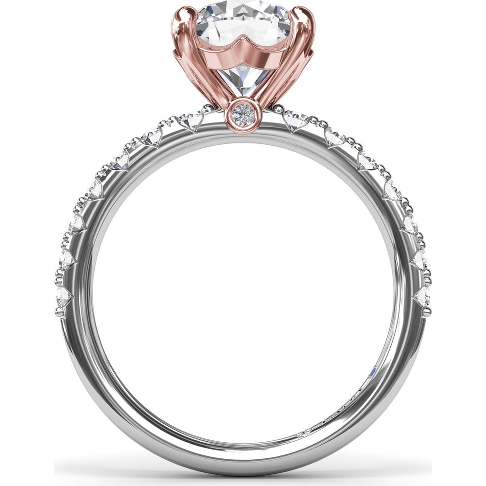 Classic Round Diamond Engagement Ring Setting with Graduated Pavé Band by Fana - 0.54 Carat Total Diamond Weight