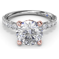 Classic Round Diamond Engagement Ring Setting with Graduated Pavé Band by Fana - 0.54 Carat Total Diamond Weight