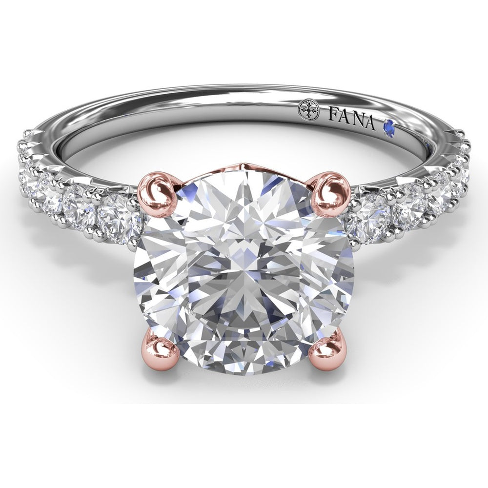 Classic Round Diamond Engagement Ring Setting with Graduated Pavé Band by Fana - 0.54 Carat Total Diamond Weight