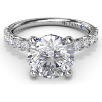 Classic Round Diamond Engagement Ring Setting with Graduated Pavé Band by Fana - 0.54 Carat Total Diamond Weight