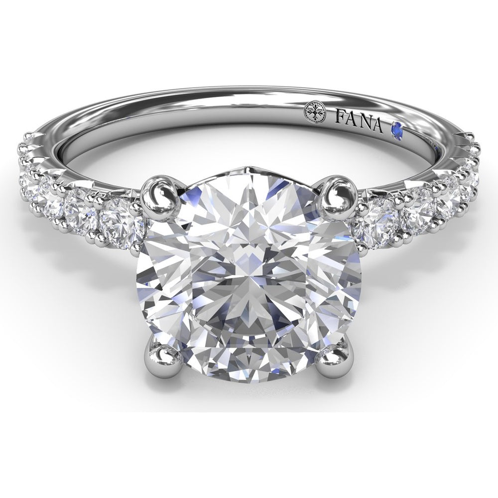 Classic Round Diamond Engagement Ring Setting with Graduated Pavé Band by Fana - 0.54 Carat Total Diamond Weight