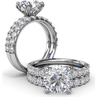 Classic Round Diamond Engagement Ring Setting with Graduated Pavé Band by Fana - 0.54 Carat Total Diamond Weight