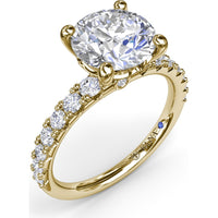Classic Round Diamond Engagement Ring Setting with Graduated Pavé Band by Fana - 0.54 Carat Total Diamond Weight