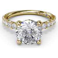 Classic Round Diamond Engagement Ring Setting with Graduated Pavé Band by Fana - 0.54 Carat Total Diamond Weight