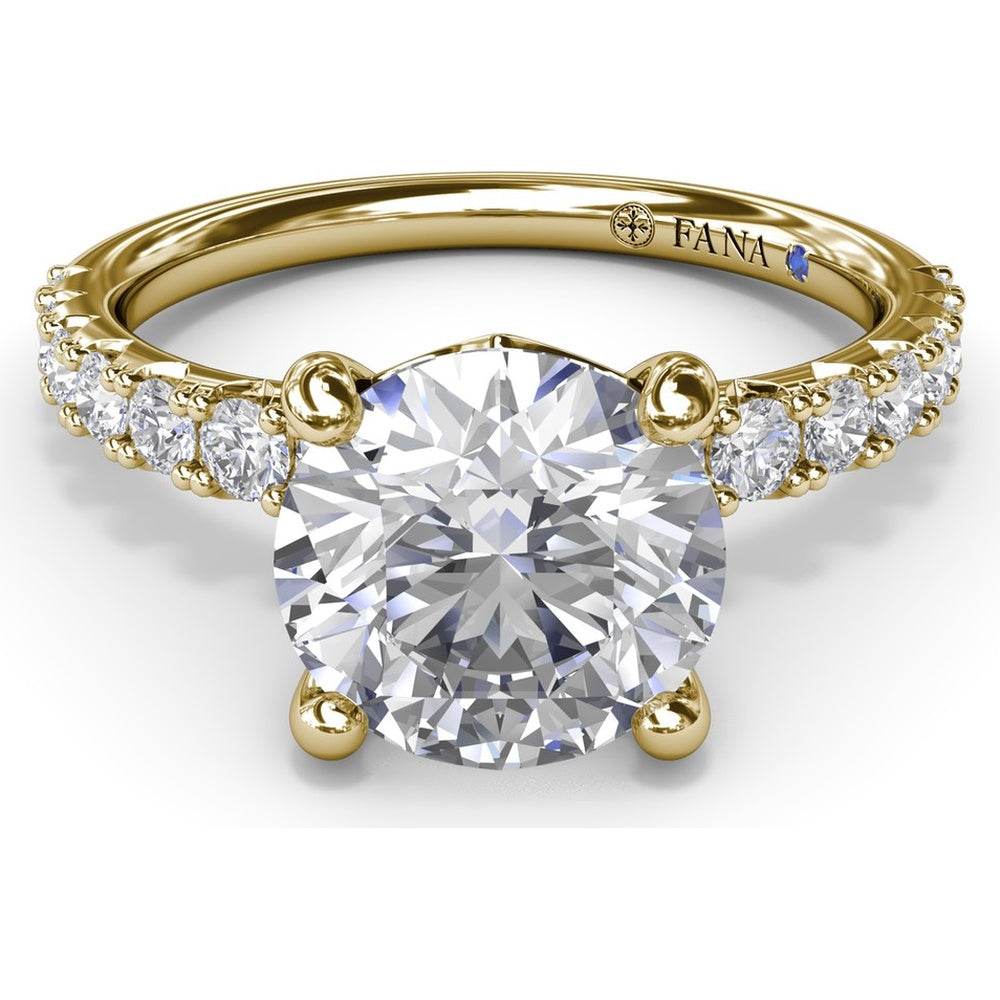 Classic Round Diamond Engagement Ring Setting with Graduated Pavé Band by Fana - 0.54 Carat Total Diamond Weight
