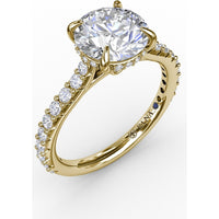Classic Round Diamond Engagement Ring Setting with Hidden Pavé Halo by Fana - 0.47 Carat Total Diamond Weight