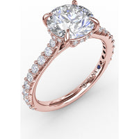 Classic Round Diamond Engagement Ring Setting with Hidden Pavé Halo by Fana - 0.47 Carat Total Diamond Weight