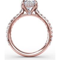 Classic Round Diamond Engagement Ring Setting with Hidden Pavé Halo by Fana - 0.47 Carat Total Diamond Weight