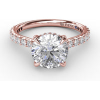 Classic Round Diamond Engagement Ring Setting with Hidden Pavé Halo by Fana - 0.47 Carat Total Diamond Weight