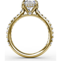 Classic Round Diamond Engagement Ring Setting with Hidden Pavé Halo by Fana - 0.47 Carat Total Diamond Weight