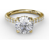 Classic Round Diamond Engagement Ring Setting with Hidden Pavé Halo by Fana - 0.47 Carat Total Diamond Weight