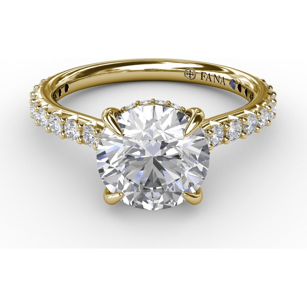 Classic Round Diamond Engagement Ring Setting with Hidden Pavé Halo by Fana - 0.47 Carat Total Diamond Weight
