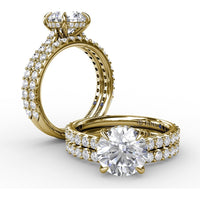 Classic Round Diamond Engagement Ring Setting with Hidden Pavé Halo by Fana - 0.47 Carat Total Diamond Weight