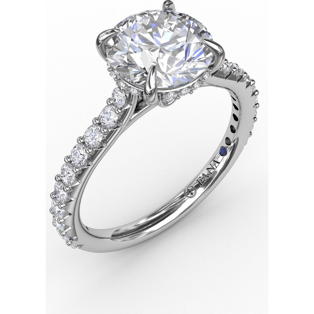 Classic Round Diamond Engagement Ring Setting with Hidden Pavé Halo by Fana - 0.47 Carat Total Diamond Weight