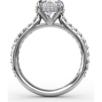 Classic Round Diamond Engagement Ring Setting with Hidden Pavé Halo by Fana - 0.47 Carat Total Diamond Weight