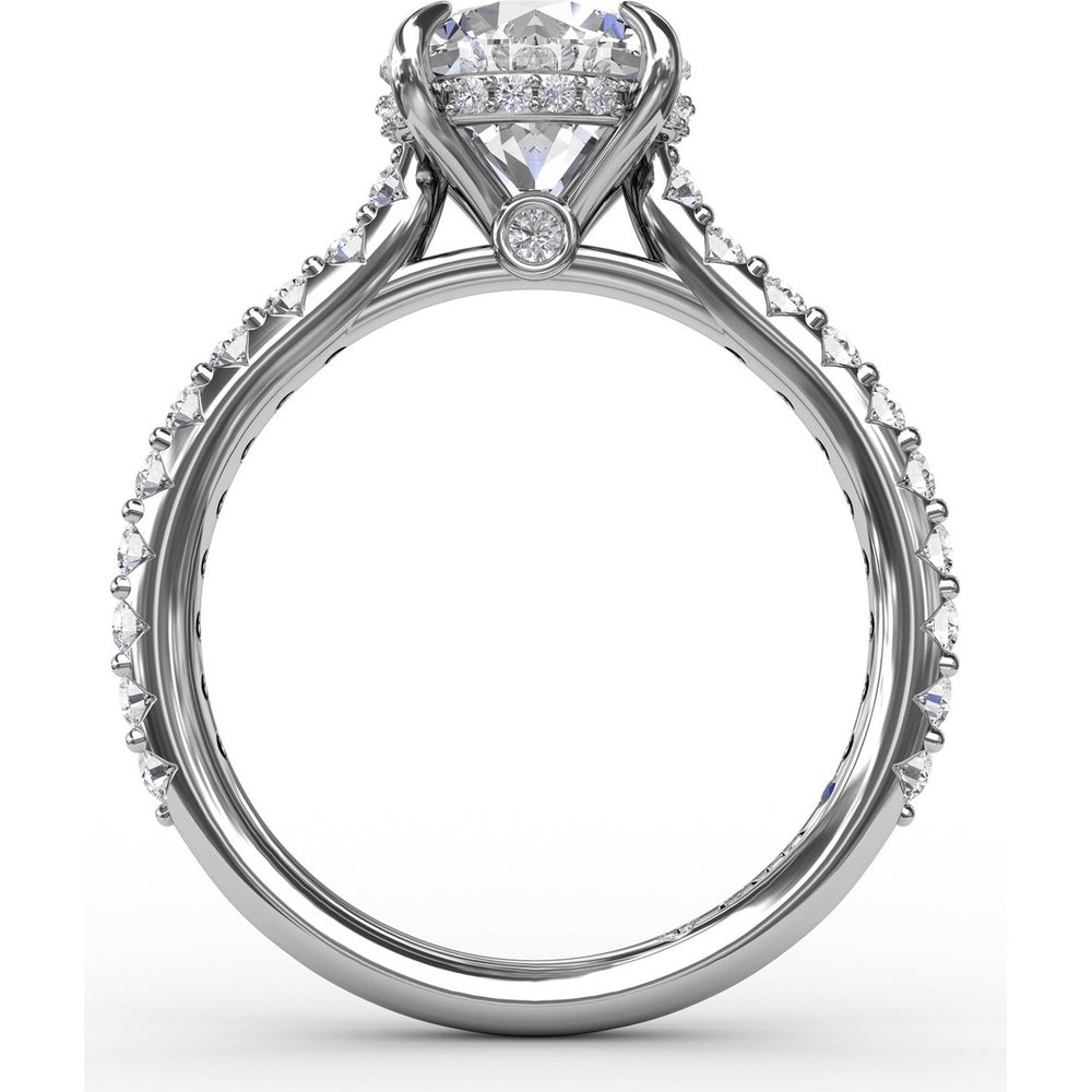 Classic Round Diamond Engagement Ring Setting with Hidden Pavé Halo by Fana - 0.47 Carat Total Diamond Weight