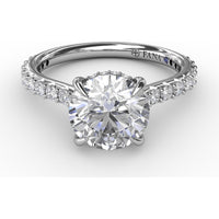 Classic Round Diamond Engagement Ring Setting with Hidden Pavé Halo by Fana - 0.47 Carat Total Diamond Weight