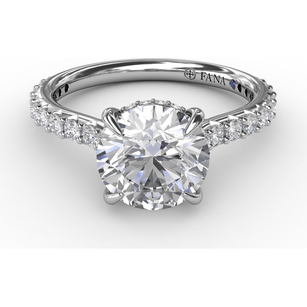 Classic Round Diamond Engagement Ring Setting with Hidden Pavé Halo by Fana - 0.47 Carat Total Diamond Weight