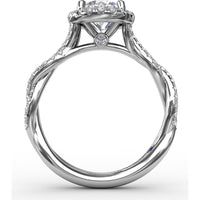 Classic Round Diamond Halo Engagement Ring Setting with Cathedral Twist Pavé Band by Fana - 0.41 Carat Total Diamond Weight
