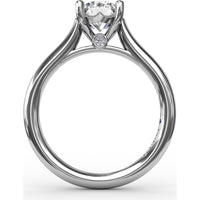 Classic Round Diamond Solitaire Engagement Ring Setting with Cathedral Profile and Hidden Chevron Detail by Fana