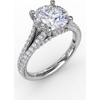 Classic Round Diamond Solitaire Engagement Ring Setting with Hidden Halo and Split Pavé Shank by Fana - 0.65 Carat Total Diamond Weight
