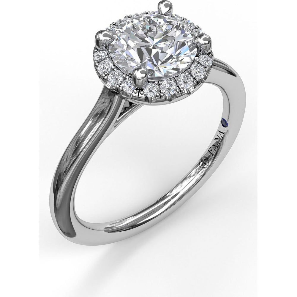 Classic Round Halo Engagement Ring Setting with Pavé Diamonds by Fana - 0.17 Carat Total Diamond Weight