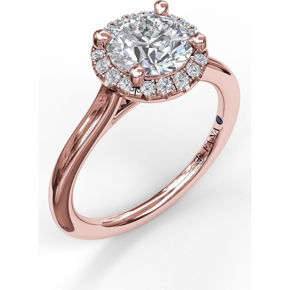 Classic Round Halo Engagement Ring Setting with Pavé Diamonds by Fana - 0.17 Carat Total Diamond Weight