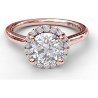 Classic Round Halo Engagement Ring Setting with Pavé Diamonds by Fana - 0.17 Carat Total Diamond Weight