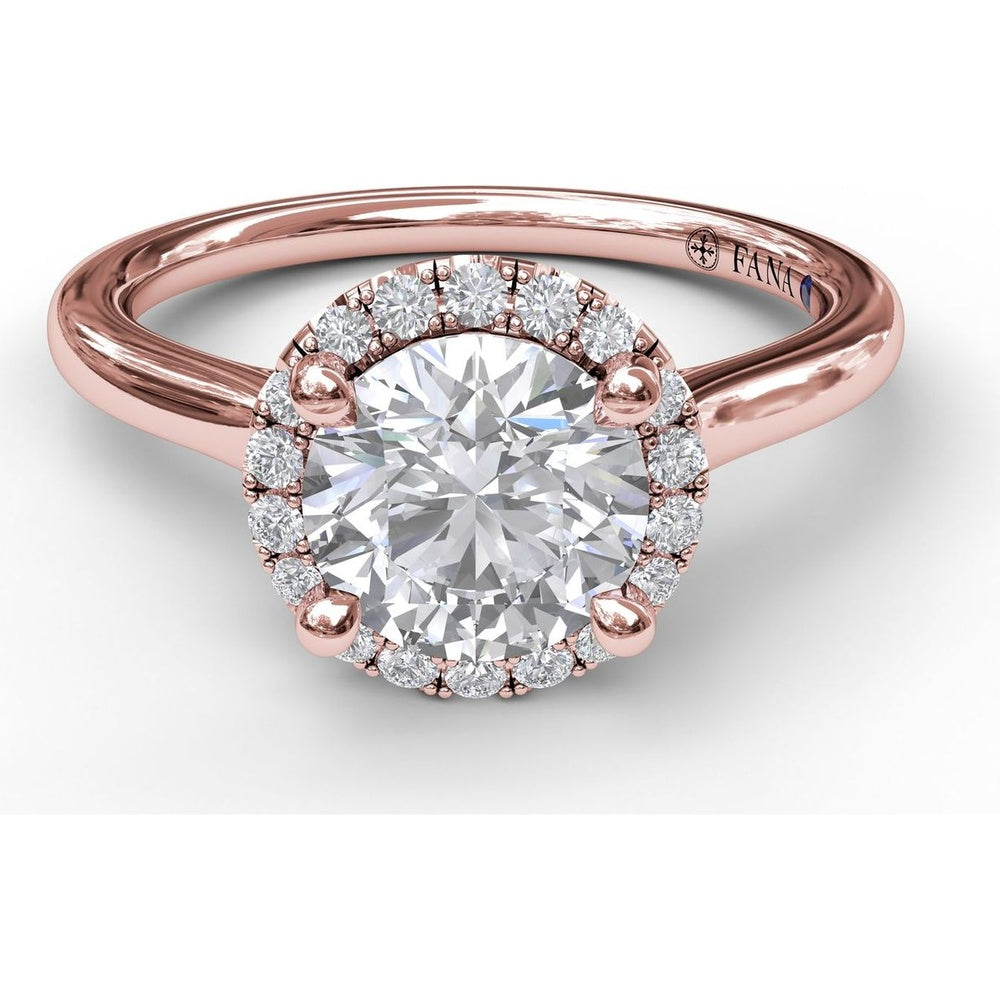 Classic Round Halo Engagement Ring Setting with Pavé Diamonds by Fana - 0.17 Carat Total Diamond Weight