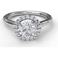 Classic Round Halo Engagement Ring Setting with Pavé Diamonds by Fana - 0.17 Carat Total Diamond Weight