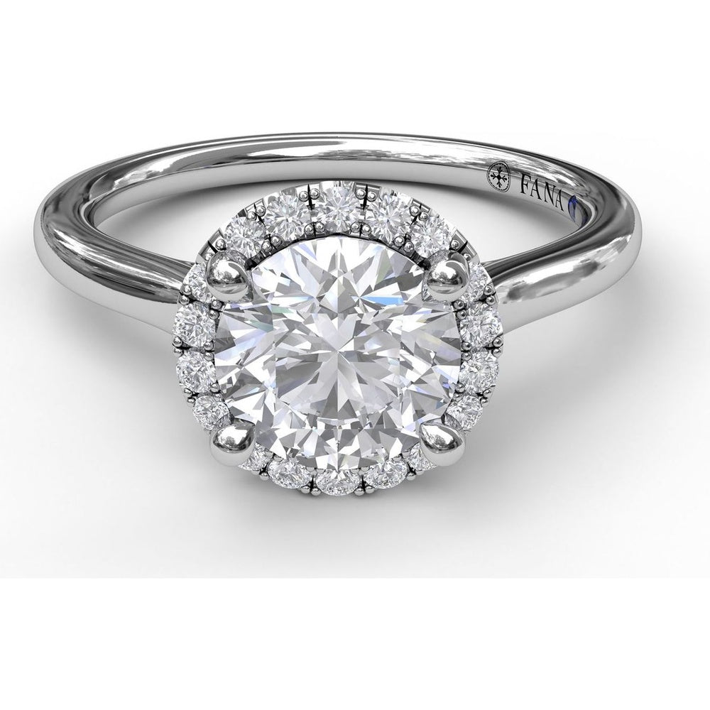 Classic Round Halo Engagement Ring Setting with Pavé Diamonds by Fana - 0.17 Carat Total Diamond Weight