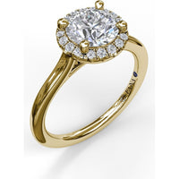 Classic Round Halo Engagement Ring Setting with Pavé Diamonds by Fana - 0.17 Carat Total Diamond Weight
