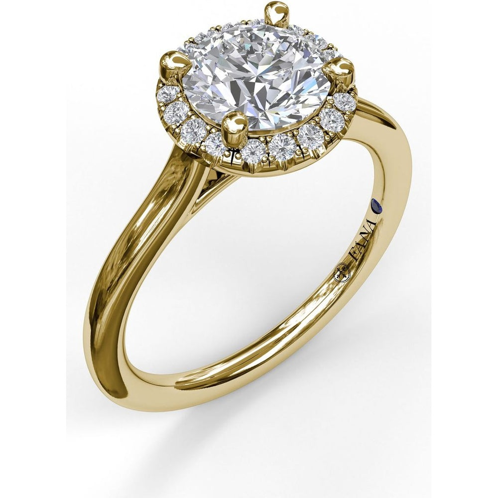 Classic Round Halo Engagement Ring Setting with Pavé Diamonds by Fana - 0.17 Carat Total Diamond Weight