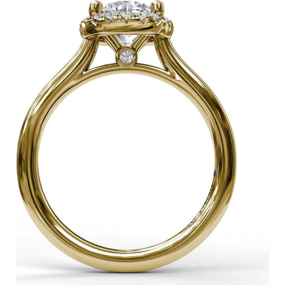 Classic Round Halo Engagement Ring Setting with Pavé Diamonds by Fana - 0.17 Carat Total Diamond Weight