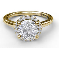 Classic Round Halo Engagement Ring Setting with Pavé Diamonds by Fana - 0.17 Carat Total Diamond Weight
