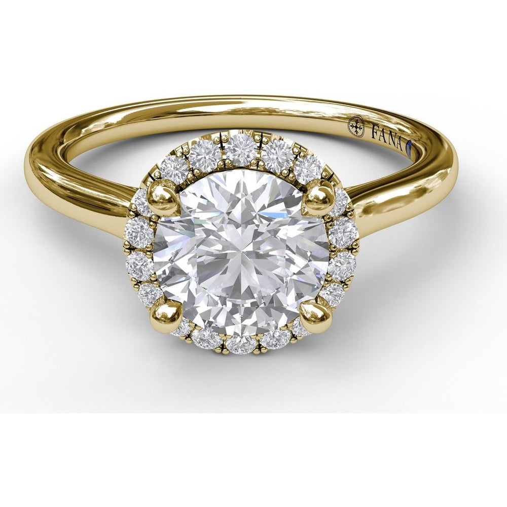 Classic Round Halo Engagement Ring Setting with Pavé Diamonds by Fana - 0.17 Carat Total Diamond Weight