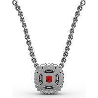 Classic Round Ruby and Diamond Halo Pendant by Fana - 0.42 Carat Total Gemstone Weight