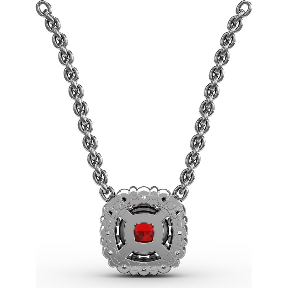Classic Round Ruby and Diamond Halo Pendant by Fana - 0.42 Carat Total Gemstone Weight