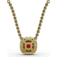 Classic Round Ruby and Diamond Halo Pendant by Fana - 0.42 Carat Total Gemstone Weight