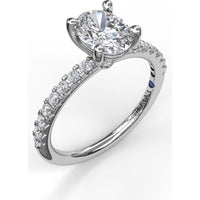 Classic Single Row Oval Center Diamond Engagement Ring Setting with Pavé Diamond Band by Fana - 0.31 Carat Total Diamond Weight