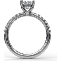 Classic Single Row Oval Center Diamond Engagement Ring Setting with Pavé Diamond Band by Fana - 0.31 Carat Total Diamond Weight