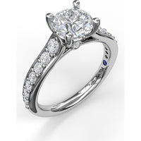 Classic Single Row Pavé Cathedral Engagement Ring Setting with Round Center Diamond by Fana - 0.47 Carat Total Diamond Weight