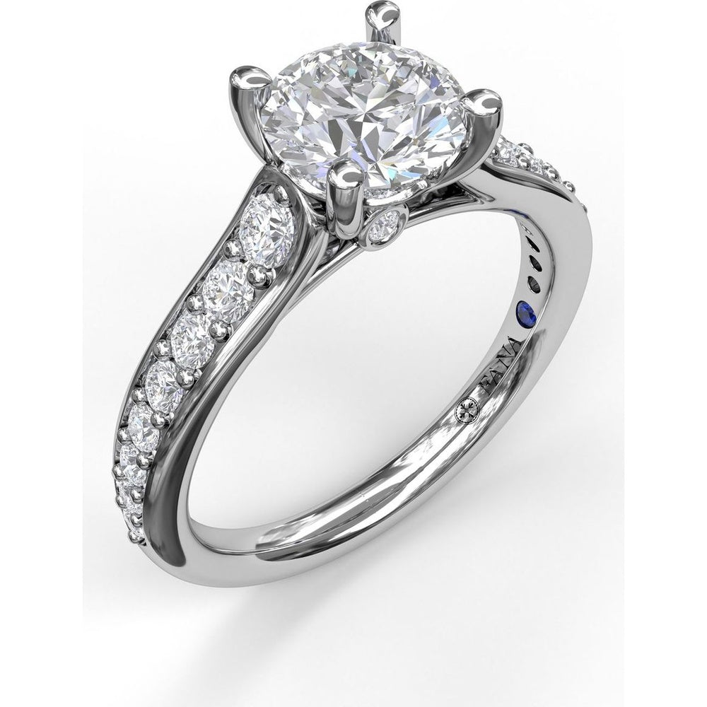 Classic Single Row Pavé Cathedral Engagement Ring Setting with Round Center Diamond by Fana - 0.47 Carat Total Diamond Weight
