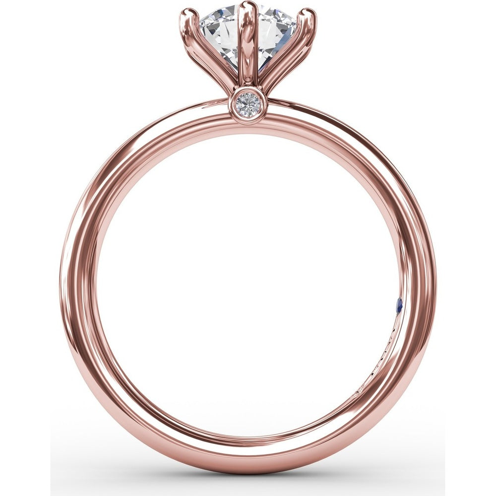 Classic Six-Prong Round Diamond Solitaire Engagement Ring Setting with Surprise Accent Diamond by Fana