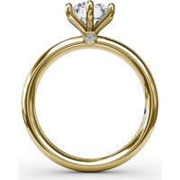 Classic Six-Prong Round Diamond Solitaire Engagement Ring Setting with Surprise Accent Diamond by Fana