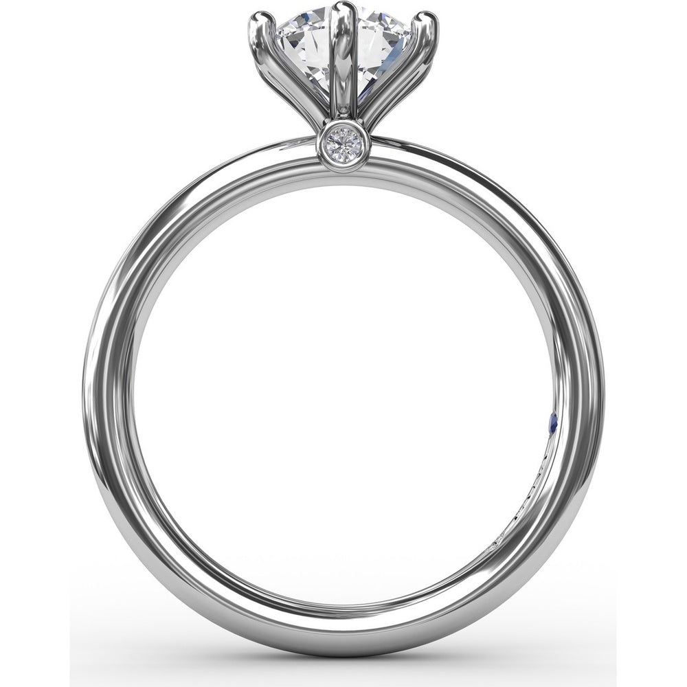 Classic Six-Prong Round Diamond Solitaire Engagement Ring Setting with Surprise Accent Diamond by Fana