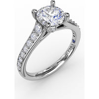 Classic Solitaire Engagement Ring Setting with Channel Set Round Diamond Band by Fana - 0.36 Carat Total Diamond Weight