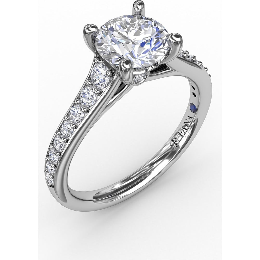 Classic Solitaire Engagement Ring Setting with Channel Set Round Diamond Band by Fana - 0.36 Carat Total Diamond Weight