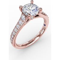 Classic Solitaire Engagement Ring Setting with Channel Set Round Diamond Band by Fana - 0.36 Carat Total Diamond Weight
