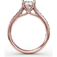 Classic Solitaire Engagement Ring Setting with Channel Set Round Diamond Band by Fana - 0.36 Carat Total Diamond Weight